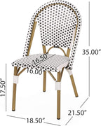 Christopher Knight Home Philomena Outdoor French Bistro Chair (Set of 4), Black + White + Bamboo Print Finish
