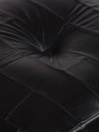 Handmade Eco-Friendly Geometric Leather Pouf Black Color Square 26" x 26" x 14" Buffalo Leather Pouf for Living Room, Bedroom Seating, Patio