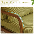 VINGLI Upgraded Premium Corduroy Accent Chair,Upholstered Arm Chair,Solid Wood Comfy Reading Chair with Pillow, Mid Century Modern Chairs for Living Room,Bedroom,Guest Room,Green