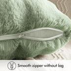 MIULEE Faux Fur Pillow Covers Thick Soft Plush Throw Pillows Luxury Home Decor for Couch Bed Bedroom Living Room Sofa,18x18 Inch Pack of 2 Sage Green