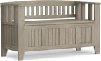 SIMPLIHOME Acadian Entryway Storage Bench - 48 inch Wide Solid Wood Hallway Seat in Distressed Grey, Transitional Bench for Entryway or Living Room with Lift-Up Lid and Spacious Storage