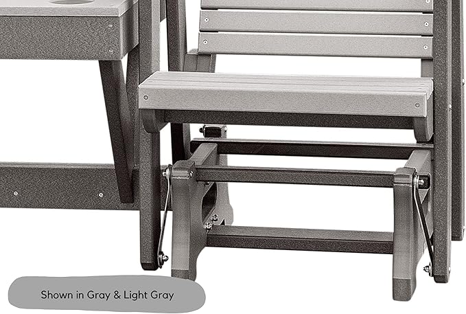 DutchCrafters Modern Horizontal Slat High Back Poly Double Glider Chairs with Center Table Outdoor Patio Furniture (Black & Light Gray)
