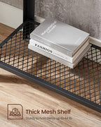VASAGLE Set of 2 Narrow Sofa Console Tables, 2-Tier Entryway Tables with Mesh Shelf, Steel Frame, Adjustable Feet, for Hallway, Living Room, Industrial Style, Rustic Brown and Black ULNT80X-2J