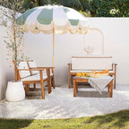 Devoko Patio Furniture 4 Piece Acacia Wood Outdoor Conversation Sofa Set with Table & Cushions Porch Chairs for Garden, Deck, Backyard, Natural