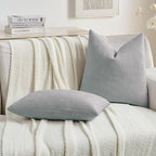 FUTEI Dusty Blue Chenille Decorative Throw Pillow Covers 24x24 Inch Set of 2,Soft Cozy Striped Geometric Patterns European Cushion Cases,Modern Home Decor for Couch Bed Living Room