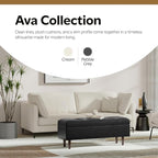 SIMPLIHOME Ava Sofa in 100% Recycled Polyester Tightly Woven Performance Fabric, Cream, 90-inches Wide, Handcrafted Mid-Century Modern Style Sofa for Living Room or Couch for Family Room