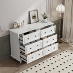 Scurrty Antique 6 Drawer Dresser, Modern Chest of Drawers, Large Cabinet with Storage, Big Dresser for Clothes in Living Room, Bedroom (White)