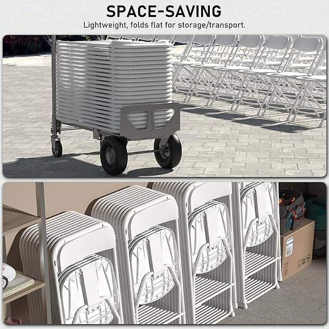 SEALAMB Plastic Folding Chairs 30 Pack, White Commercial Portable Indoor/Outdoor Chairs for Home Office, Wedding, Events Parties with Steel Frame, 350lbs Capacity (White-Plastic, 30 Pack)