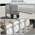 SEALAMB Plastic Folding Chairs 10 Pack, White Commercial Portable Indoor/Outdoor Chairs for Home Office, Wedding, Events Parties with Steel Frame, 350lbs Capacity (White-Plastic, 10 Pack)