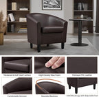 Yaheetech PU Leather Accent Chairs, Modern Barrel Chairs Side Chairs, Comfy Club Chairs with Soft Padded, 2 Chairs for Living Room/Bedroom/Reading Room, Espresso, Set of 2