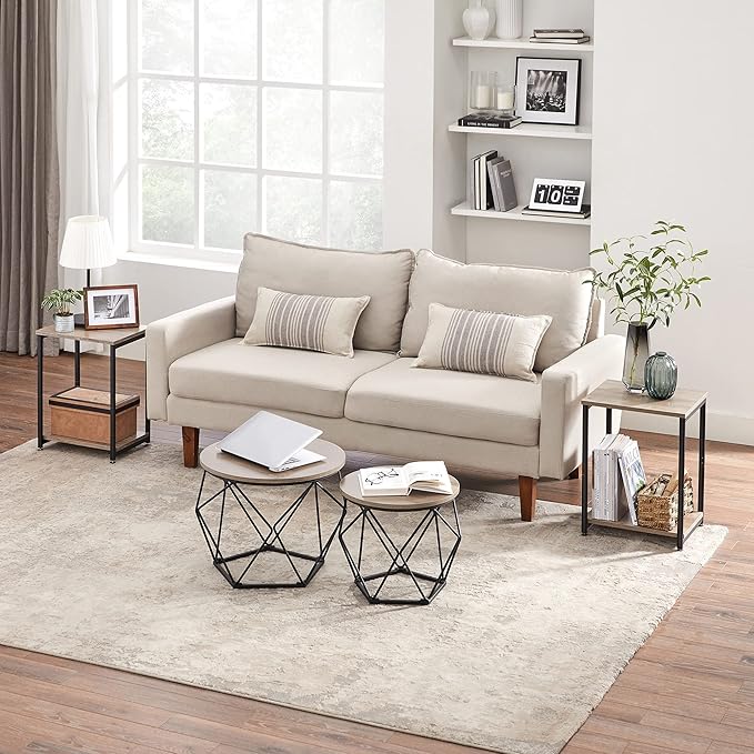 VASAGLE Side Table, Small End Table, Nightstand for Living Room, Bedroom, Office, Bathroom, Greige and Black ULET271B02