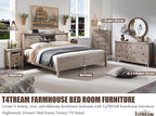 T4TREAM Farmhouse Nightstand Set of 2 with Charging Station, Rustic End Table with 2 Drawers, Storage Open Shelf for Bedroom, Living Room, Wood Side Table, Light Rustic Oak