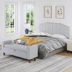 Frosted Velvet Queen Size Headboard, Upholstered Headboard Queen/Full Size Wall Mount and Bed Frame Mount, Featuring High-Density Sponge Padding Easy Assembly Comfort Style-Light Gray