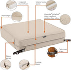 Classic Accessories Montlake Water-Resistant 23 x 25 x 5 Inch Rectangle Outdoor Seat Cushion, Patio Furniture Chair Cushion, Antique Beige, Patio Furniture Cushion Covers