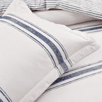 Lush Decor Farmhouse Stripe Reversible Cotton Comforter Set, 2-Piece, Twin XL Navy - Twin Bedding Set - Dorm Decor - Striped Comforter for Farmhouse Bedroom Decor