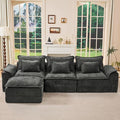 Hobestluk 120" Cloud Modular Sectional Couch 3-Seater Sofa with Ottoman L Shaped Sofa with Removable Cover Large Sofa Couch for Living Room (Dark Grey, 3-Seater Sofa with One Ottoman)