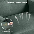 Mid Century Accent Chair, Fabric Modern Chair with Wooden Frame, Cozy Armchair Reading Chair with Comfy Back for Apartment, Living Room, Bedroom, Waiting Room, Small Space, Corner, Green