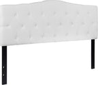 BizChair Arched Button Tufted Upholstered Queen Size Headboard in White Fabric