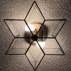Bofea-Gold Ceiling Light Modern Semi Flush Mount Ceiling Lights Vintage Hallway Lights Fixture Brass Star Flush Light Fixture Unique Glass Semi Flush Mount Chandelier for Bedroom Foyer Entry Lamp