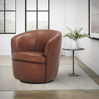 Parker Living Barolo - Vintage Whiskey 100% Italian Leather Swivel Club Chair