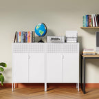 2 Door Accent White Metal Storage Cabinet with Adjustable Shelves and Air Vent Doors, 3 Tier Metal Sideboard Cabinet for Home, Office, Entryway, Hallway, Assembly Required, (LC-WGG-W)