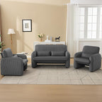 Corduroy Accent Living Room Sets, Modern Upholstered Love Seat with 2 Accent Chairs, Wide Comfy Leisure Chair Sets for Bedroom, Office, Grey