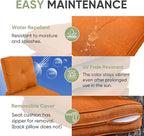 Outdoor Chair Cushion Set, 25 x 22 Deep Seat Cushion, Patio Chair Cushions for Outdoor, Include 1 Seat Cushion and 1 Back Cushion, Orange