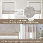 Madison Park Kyler Cordless Roman Shades - Single Panel, Lightweight Linen Blend Fabric, Natural Design, Easy Installation, Light Filtering Window Blind, Bedroom, Living Room Decor 27"W x 64"H Natural