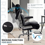 Big and Tall Office Chair 700lbs- High Back Executive Computer Desk Chair with 3D Flip-Up Arms, Adjustable Lumbar Support, Extra Wide Plus Size Seat, Heavy Duty Metal Base & Quiet Rubber Wheels