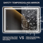 55 x 36 Inch LED Bathroom Mirror with Lights, Backlit and Front Lighted Bathroom Mirrors for Wall, Anti-Fog Dimmable Memory Shatterproof LED Vanity Mirror for Bathroom