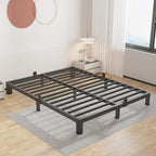 ROIL 4 inch King Size Bed Frame Metal Platform No Box Spring Needed with Round Corner Legs Mattress Stoppers Retainers 3500LBS Heavy Duty Steel Slats Noise-Free
