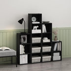 Furinno PASIR Book Shelf, 4-Tier Modern Bookshelf, Open Shelves Bookcase 9 x 12 x 42, for Living Room, Bedroom, Home Office, Blackwood