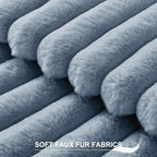 Pallene Faux Fur Plush Throw Pillow Covers 20x20 Set of 2, Luxury Soft Fluffy Striped Decorative Pillow Covers for Sofa, Couch, Living Room, Blue Grey