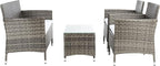 SAFAVIEH Outdoor Collection Bandele Grey Brown/White Cushion 4-Piece Conversation Patio Set PAT7506C