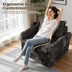 Swivel Accent Chair Set of 2, Modern Sofa Chairs for Living Room, Plush Upholstered Cloud Chair with Double Layer Thick Cushions, Bedroom Reading Nook Armchair, Gray
