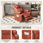 Flamaker Power Lift Recliner Chair Electric Lift Recliner for Elderly Power Lift Recliner Chair with Cup Holders Side Pockets for Living Room (Leather, Gray)