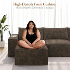 Vesgantti 143.7" Oversized Boneless Modular Couch, Modern 6 Seater Sectional Sofa with Ottoman & Deep Seat, Convertible Chenille Cloud Couches for Living Room, No Assembly Required, Dark Brown