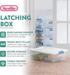 Sterilite 12-Pack Latching Box, Clear Plastic Storage Bins with Lids, 64 & 32 Quart - Heavy-Duty Organizing Containers for Closet and Office
