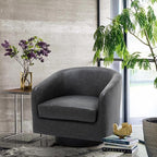 Lumibee Swivel Accent Chair, Faux Leather Swivel Barrel Chair for Living Room, Modern Comfy Upholstered Round Armchair Single Sofa Chair for Bedroom, Club-Black