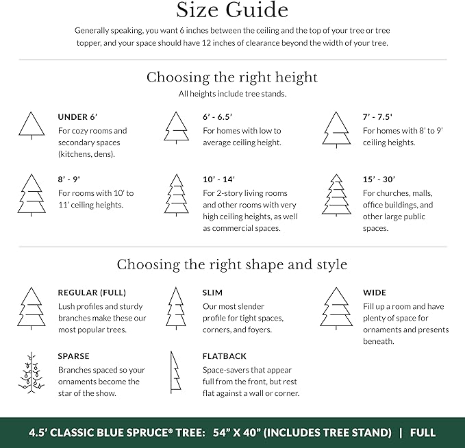 Balsam Hill 4.5 ft Unlit Classic Blue Spruce - Artificial Christmas Tree with Premium Stand for Indoor Holiday Decorating