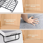 Folding Bed with Memory Foam Mattress, Portable Rollaway Guest Beds on Wheels, 75"x31" Twin Size Space-Saving Cot-Size Bed for Adults with Easy Assembly Metal Frame (Grey)