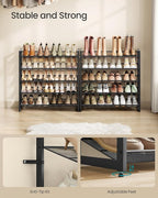 SONGMICS Shoe Rack, 10-Tier Shoe Organizer, Metal Rack for Garage, Set of 2, 5-Tier Stackable Shelf, with Adjustable Flat or Angled Shelves, 40-50 Pairs, Ink Black ULMR010B01