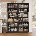 HORSTORS 71" Tall Storage Cabinet, Large Kitchen Cabinet with Deep Shelves and Doors, 47" Freestanding Display Shelf with Storage for Home Office, Living Room, Black