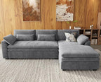 Belffin Large Modular Sectional Sofa with Deep Chaise, 104" Corduroy L Shaped Couch with 9" Soft Dual-Layer Seats Cushion for Living Room, Apartment, Light Grey