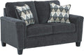 Signature Design by Ashley Abinger Chenille Contemporary Loveseat with 2 Accent Pillows, Dark Gray