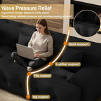 114'' Oversized Sectional Couches for Living Room Boneless Modular Sectional Sofa Plush Cloud Modular Couch Modern Sectionals with Deep Seat, No Assembly Required, 3 Seater, Black