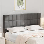 ALISH Velvet Tufted Headboard with Adjustable Height and Width, Foldable Upholstered Headboard with Metal Legs for King Size (Gray Velvet, Queen)