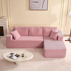 107" Boneless Couch with Deep Seat, Modular Sectional Sofa, Cloud Sectional Couch for Living Room, No Assembly Required, Corduroy, L-Shape Right，Pink