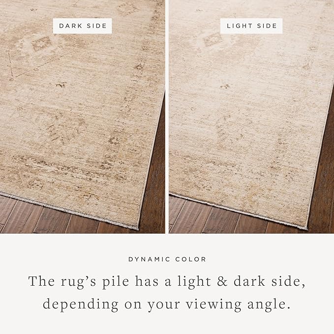 Loloi Chris Loves Julia Palma Collection PLM-06 Natural/Smoke 7'-10" x 10' Fringe Area Rug Vintage Style Boho Living Room Bedroom Carpet
