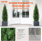 VEVOR Artificial Topiary Cedar Tree, 60 inch Tall (2 Pieces), with Extra Leaves & Pot Faux Evergreen Fake Pine Cypress Trees Plant, UV Rated Artificial Greenery Set for Home Decor Indoor/Outdoor